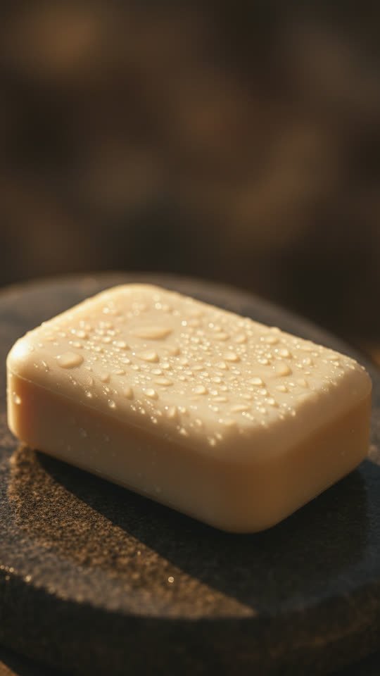 Soap ad — macro on wet stone