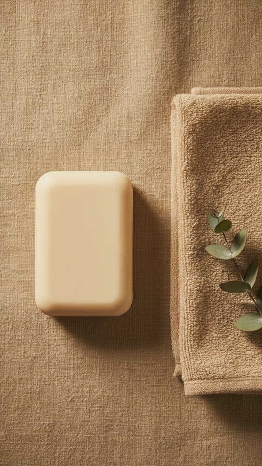Soap ad — flat-lay on linen